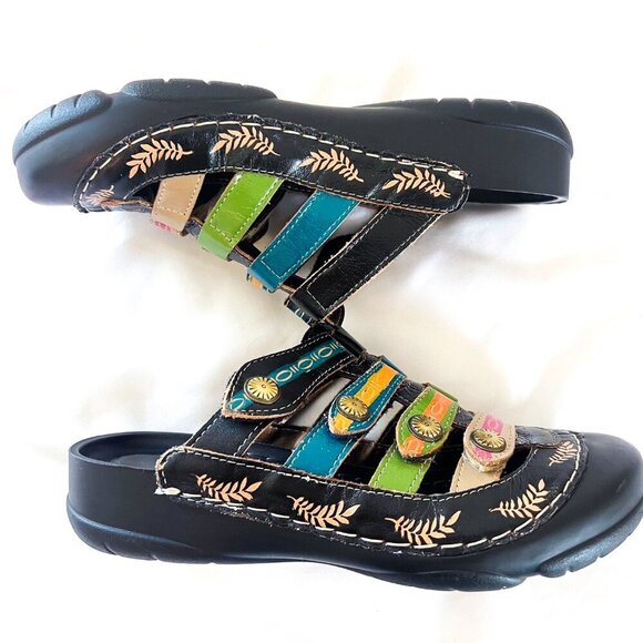 Corkys Elite Heidi Hand-painted Leather Mules Sandal Bump Toe Womens - Picture 2 of 12